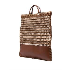 NEW VALENTINO GARAVANI men's identity fabric and leather tote bag in brown